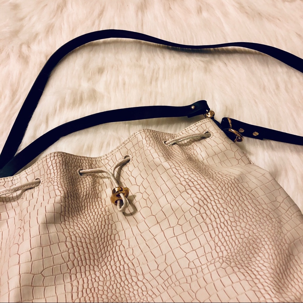 French Connection Faux Crocodile Bucket Bag